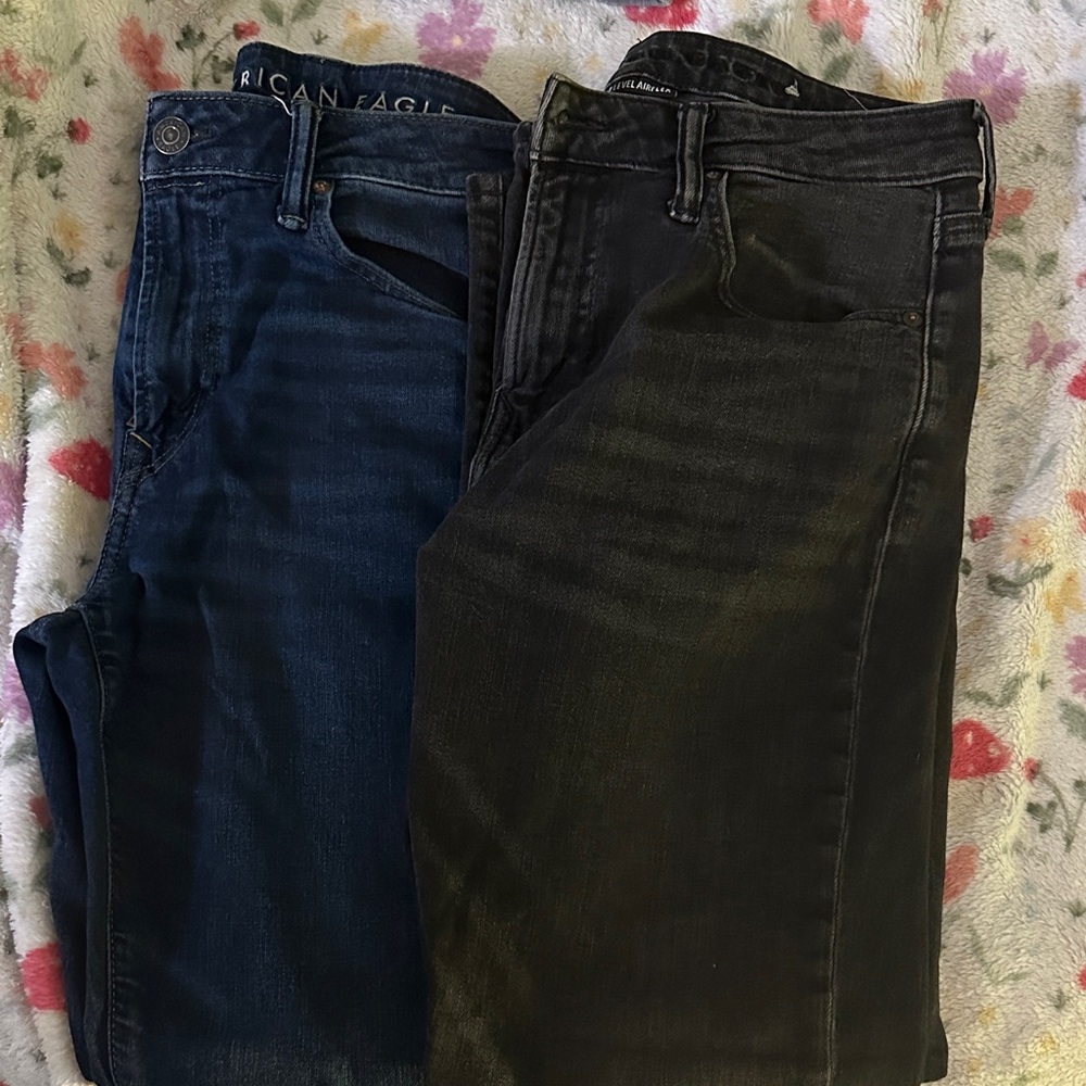 American Eagle Outfitters Men's Skinny Jeans - Blue and Black